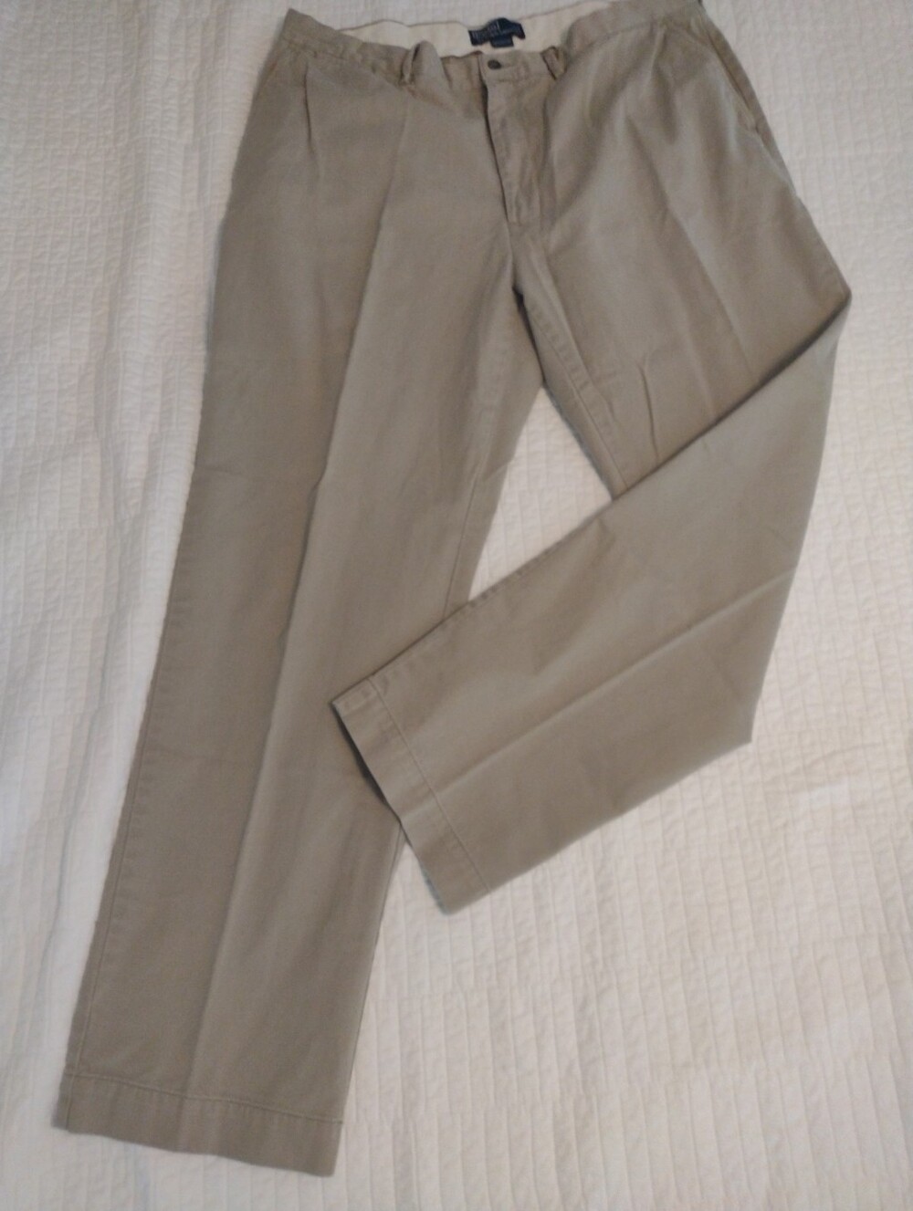 Polo Ralph Lauren Classic Chino Pants Mens 40x32 Tan Khaki Flat Front